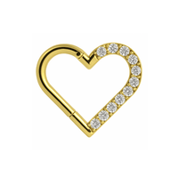 316L Surgical Steel CZ Jewelled Heart Hinged Segment Clicker Ring United Kingdom