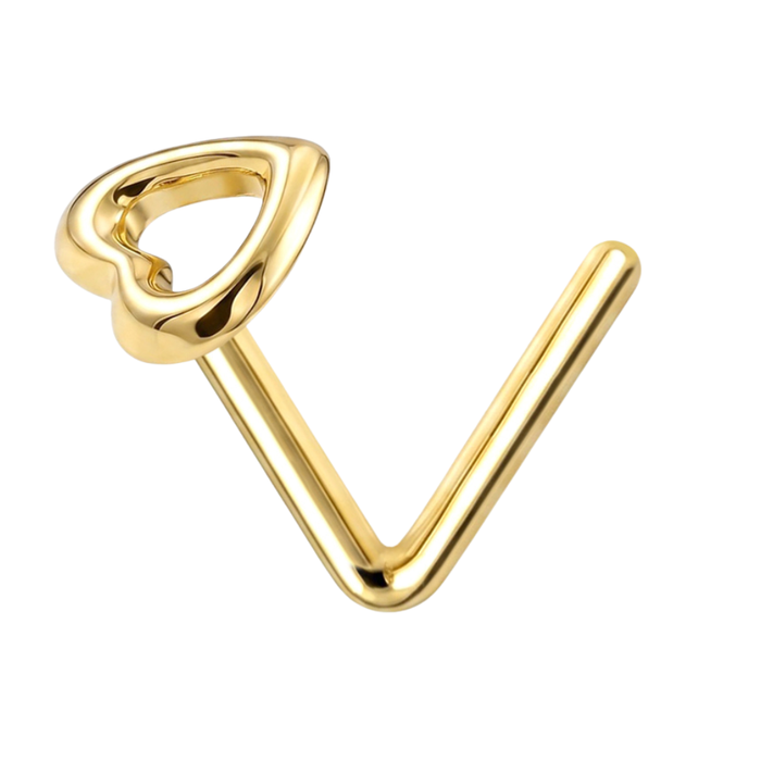 9K Gold Plain Open Heart Nose Stud