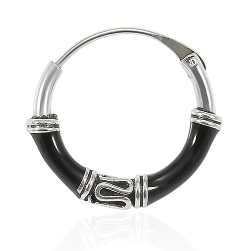 925 Sterling Silver Bali Style Black Enamel Coated Oxidised Tribal Hinged Segment Nose Ring - Monster Piercing