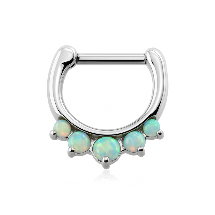 316L Surgical Steel Synthetic White Opal Septum Clicker Ring
