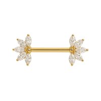 G23 Titan Marquise CZ besetzter Fächer Threadless Push-In Nippelpiercing