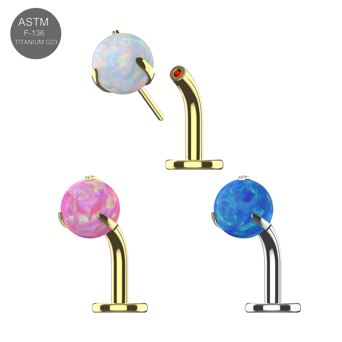 G23 Titanium Opal Ball Jewelled Threadless Floating Belly Ring