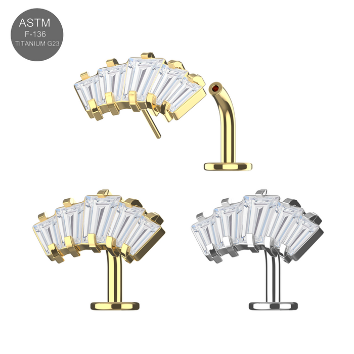 G23 Titanium Crown Shape CZ Jewelled Threadless Floating Belly Ring