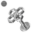 Silver flower CZ stud with diamond, side view, body jewelry