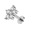 316L Surgical Steel CZ Jewelled Flower Internally Threaded Flatback Stud
