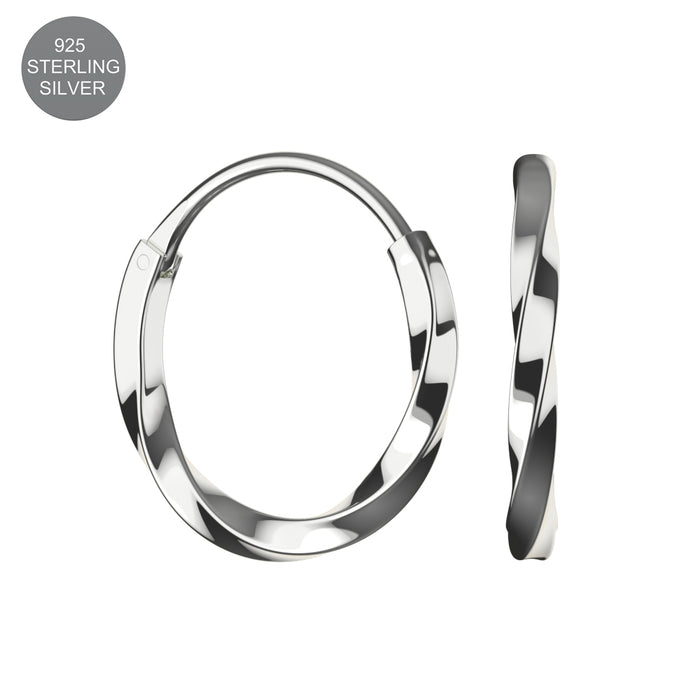 925 Sterling Silver Twisted Hoop Earrings - Monster Piercing