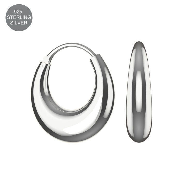 925 Sterling Silver Moon Style Hoop Earrings - Monster Piercing
