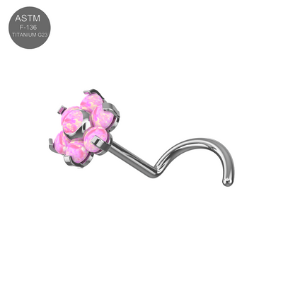 G23 Titanium Opal Flower Threadless Nose Screw
