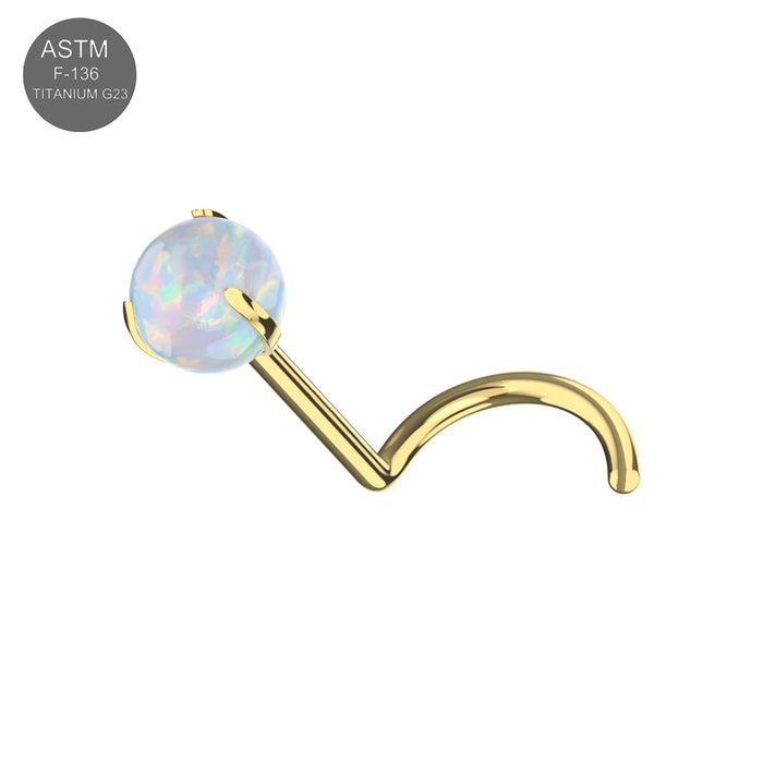 G23 Titanium Opal Ball Threadless Nose Screw