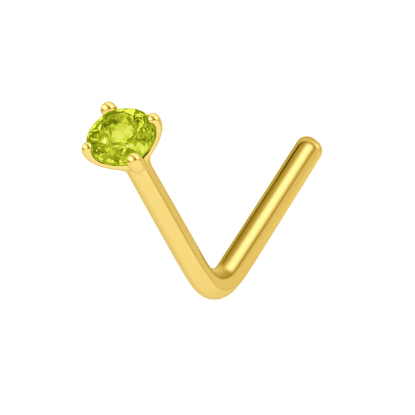 9K Gold L-Bend Crystal Nose Stud