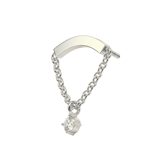 316L Surgical Steel Chain Dangling CZ Charm Internally Threaded Accessory Top