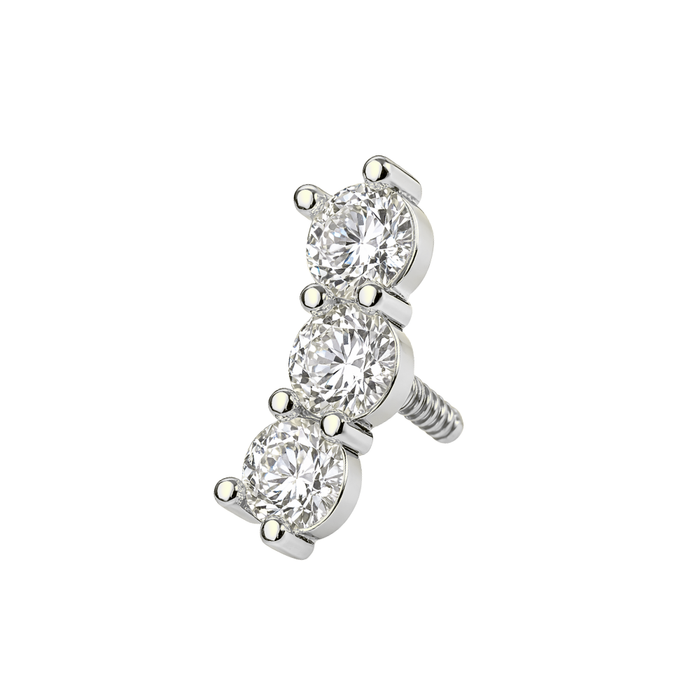 316L Surgical Steel Triple Round CZ Internally Threaded Accessory Top