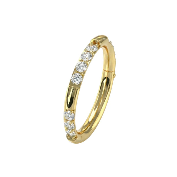 9K Gold Hinged Multi CZ Pave Hinged Segment Clicker