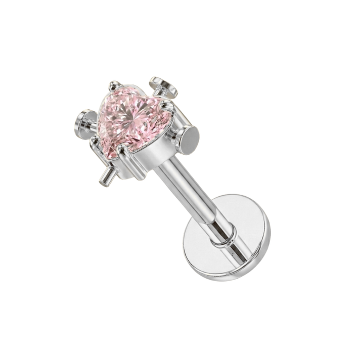 G23 Titanium Pink Heart Threadless Labret Stud