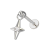G23 Titanium CZ Jewelled Twinkle Star Drop Threadless Flatback Stud