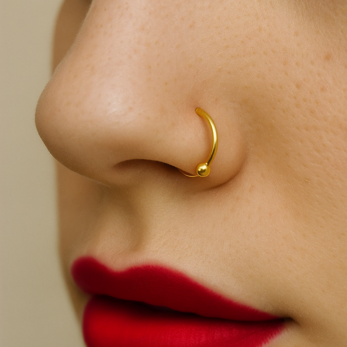 14K Gold Hinged Segment Clicker Ring with Plain Ball - Monster Piercing