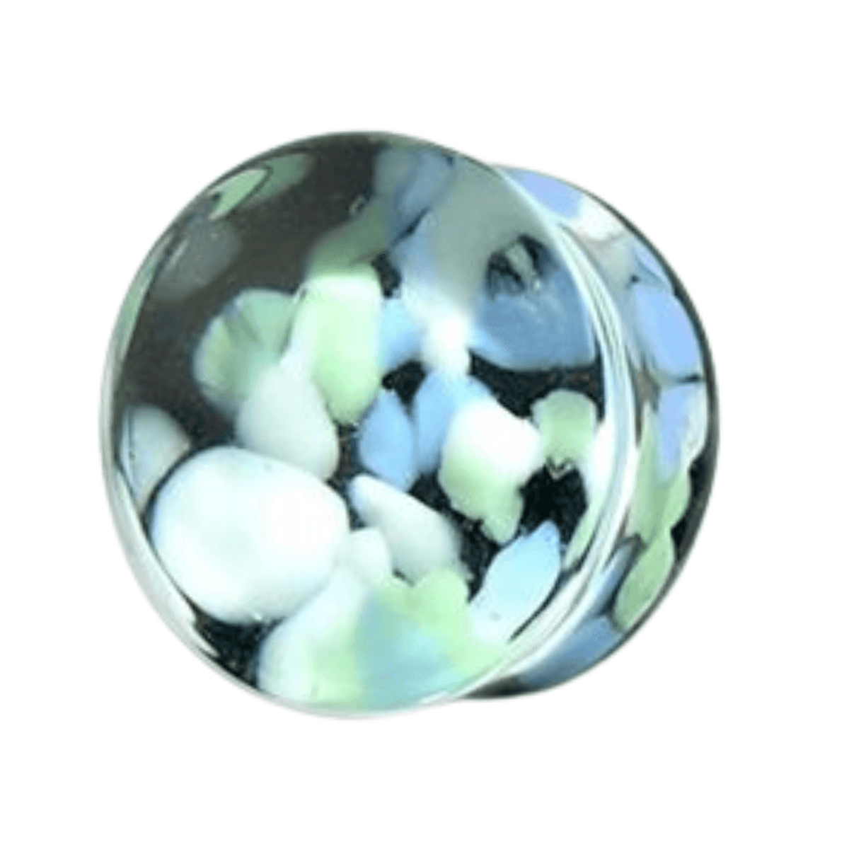 Pyrex Glass Marine & Black Pebble Ear Plug — Monster Piercing