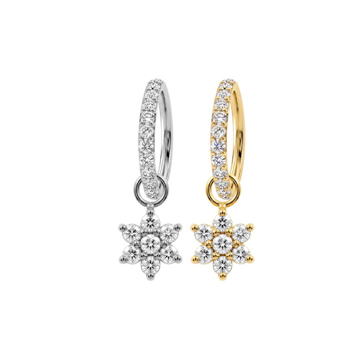 G23 Titanium Daisy Flower Drop with Paved Hinged Segment Clicker Ring