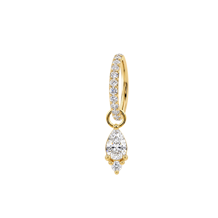 G23 Titanium Pear CZ Drop with Paved Hinged Segment Clicker Ring