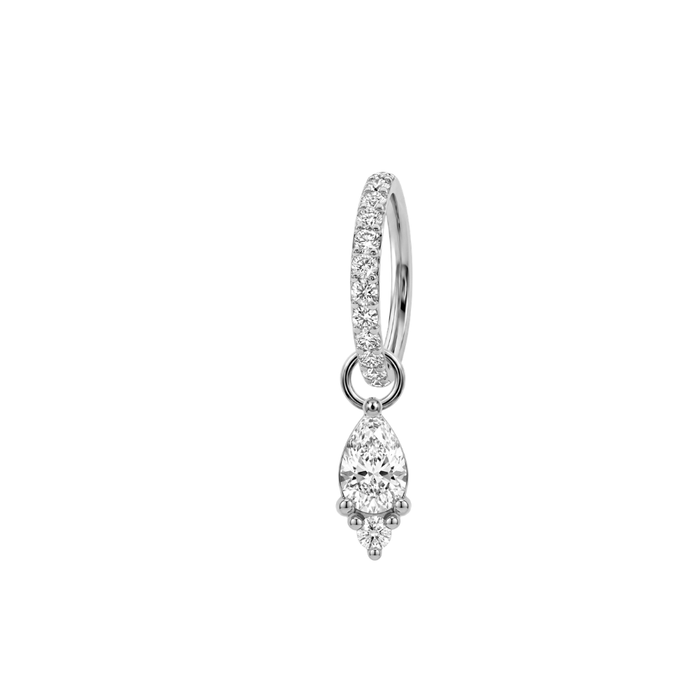 G23 Titanium Pear CZ Drop with Paved Hinged Segment Clicker Ring