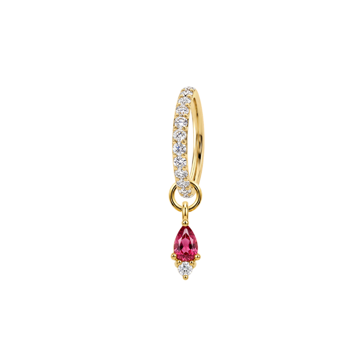 G23 Titanium Pink Pear Drop with Paved Hinged Segment Clicker Ring
