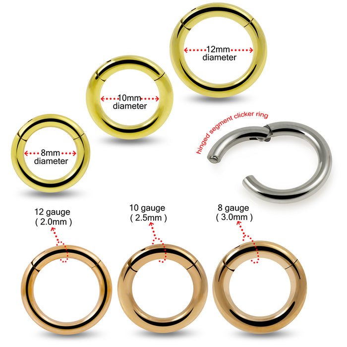 Clicker Dimensions G23 Grade Titanium Heavy Gauge Classic Hinged Segment Clicker Ring