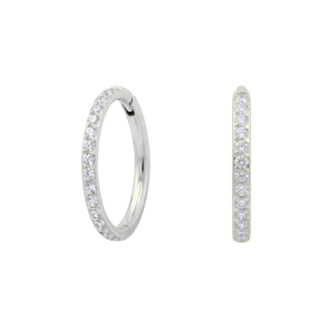 G23 Titanium Micro Setting CZ Stones in Hinged Clicker Earrings Pair