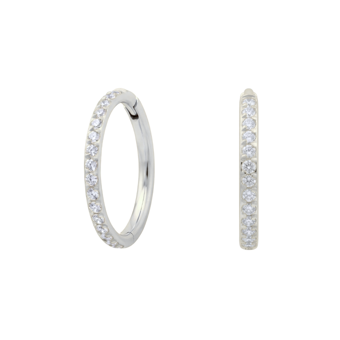 G23 Titanium Micro Setting CZ Stones in Hinged Clicker Earrings Pair