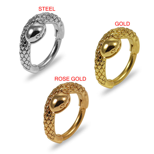 316L Surgical Steel Snake Hinged Segment Clicker Ring - Monster Piercing