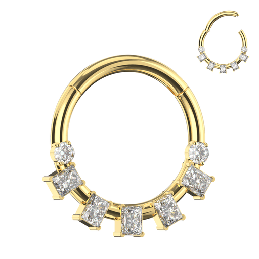 316L Surgical Steel Bezel Set Seven CZ Jewelled Hinged Segment Clicker Ring Monster Piercing United Kingdom