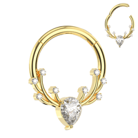 316L Surgical Steel CZ Jewelled Antler Hinged Segment Clicker Ring Monster Piercing United Kingdom