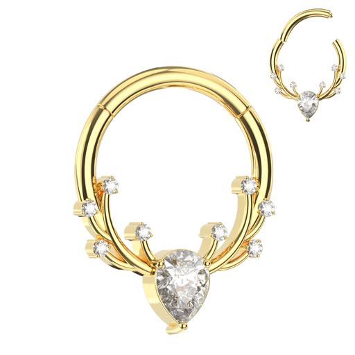 316L Surgical Steel CZ Jewelled Antler Hinged Segment Clicker Ring Monster Piercing United Kingdom
