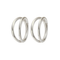 925 Sterling Silver Double Row Segment Clicker Earrings Pair