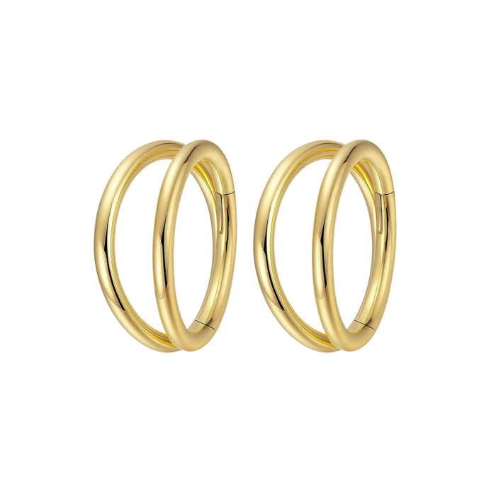 925 Sterling Silver Double Row Segment Clicker Earrings Pair