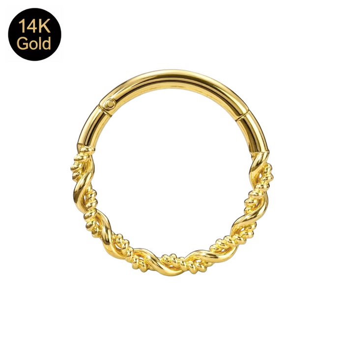 14K Gold Twisted Style Segment Clicker Ring