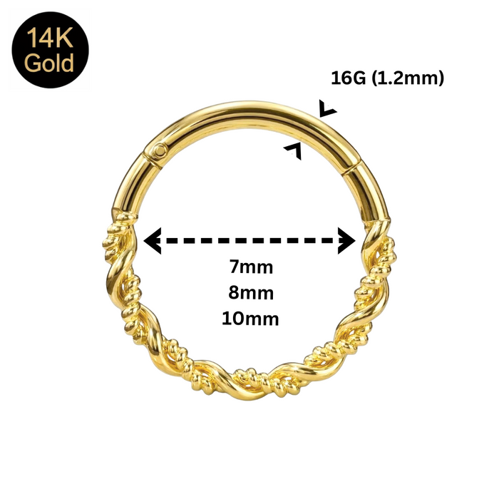 14K Gold Twisted Style Segment Clicker Ring