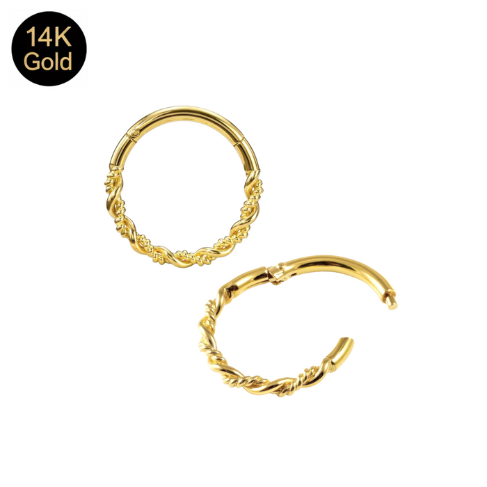 14K Gold Twisted Style Segment Clicker Ring