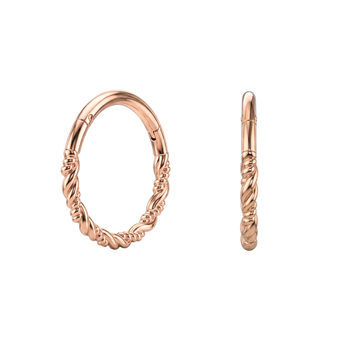 925 Sterling Silver Twisted Style Hinged Clicker Earrings Pair