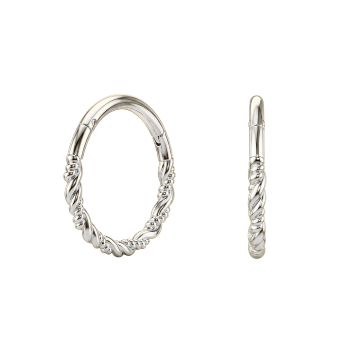 925 Sterling Silver Twisted Style Hinged Clicker Earrings Pair