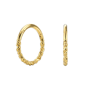 925 Sterling Silver Twisted Style Hinged Clicker Earrings Pair