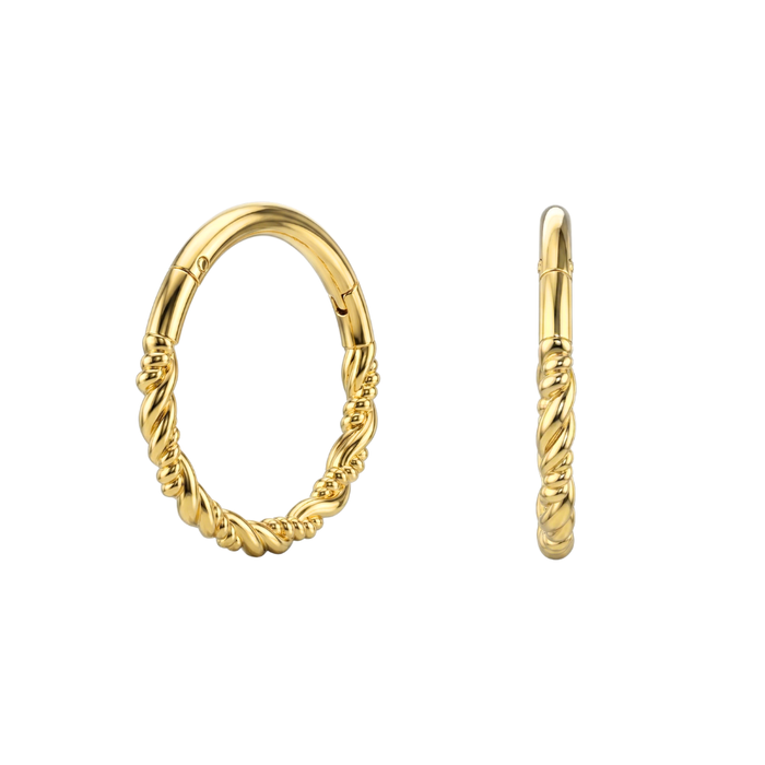 925 Sterling Silver Twisted Style Hinged Clicker Earrings Pair