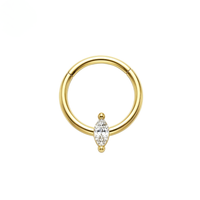 G23 Titanium Marquise CZ Hinged Segment Clicker