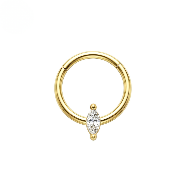 G23 Titanium Marquise CZ Hinged Segment Clicker