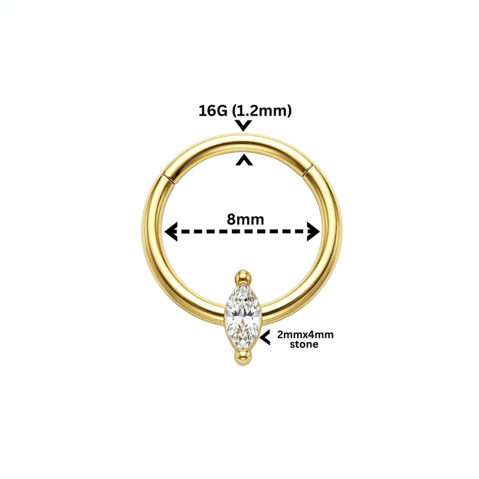 G23 Titanium Marquise CZ Hinged Segment Clicker