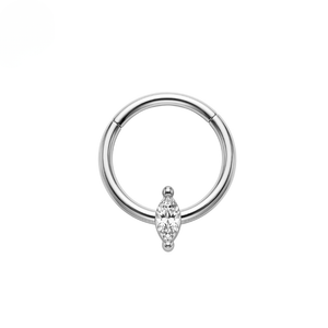 G23 Titanium Marquise CZ Hinged Segment Clicker