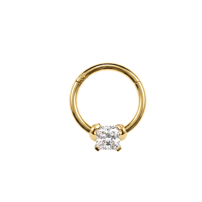 14K Gold Princess Cut Solitaire Segment Clicker Ring