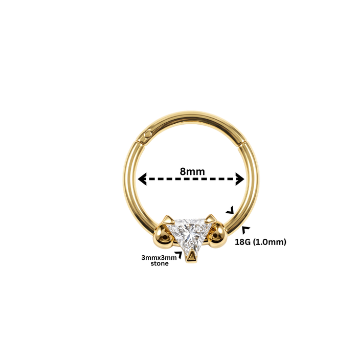 14K Gold Trillion Cut Solitaire Segment Clicker Ring