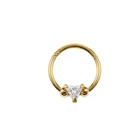 14K Gold Trillion Cut Solitaire Segment Clicker Ring