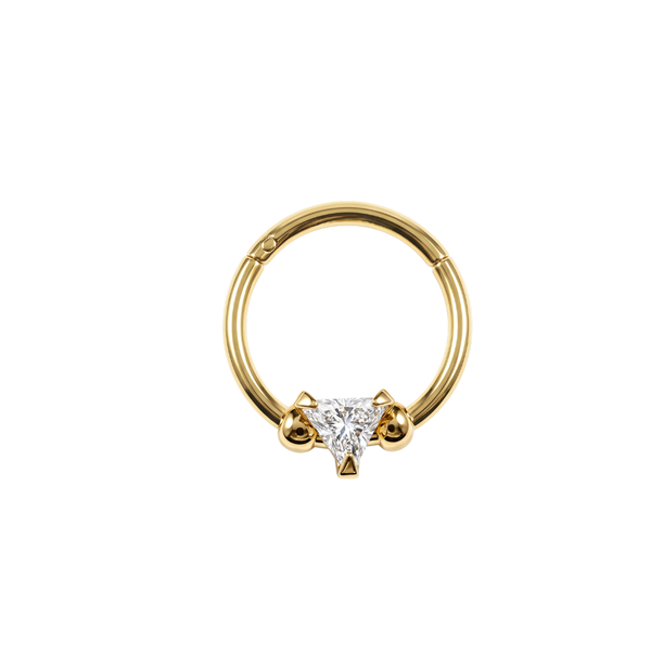 14K Gold Trillion Cut Solitaire Segment Clicker Ring