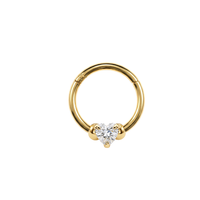 14K Gold Heart CZ Solitaire Segment Clicker Ring